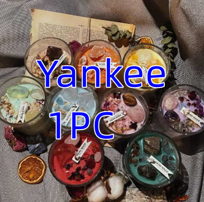 Healing Soothing Crystal Stone Dry Flower Fragrance Candle