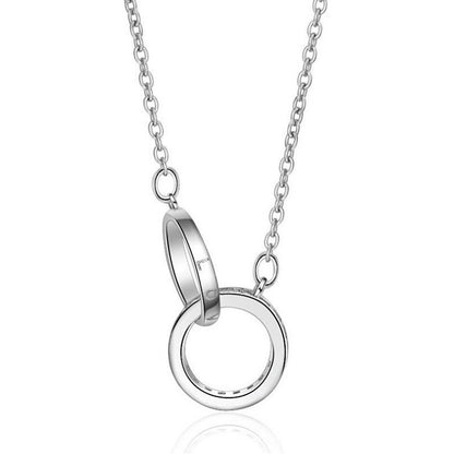 Double Ring Necklace Female Zircon Jewelry