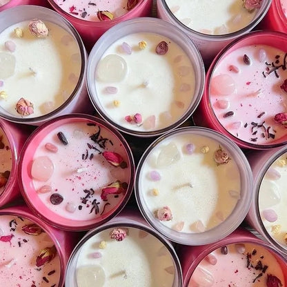 Healing Soothing Crystal Stone Dry Flower Fragrance Candle